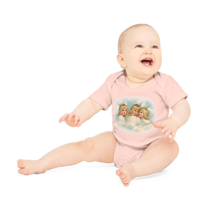Cherub Angels in the Clouds Organic Cotton Short-Sleeve Baby Bodysuit