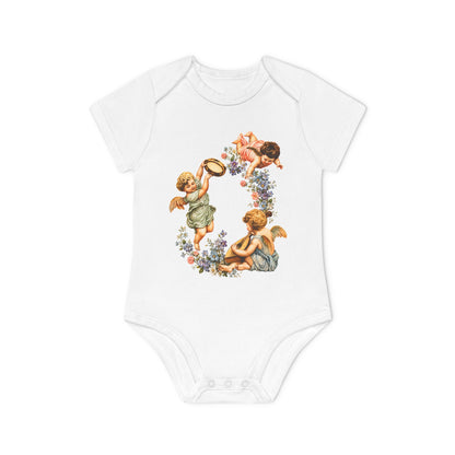 Classic Cherub Musicians white organic cotton short-sleeve baby bodysuit