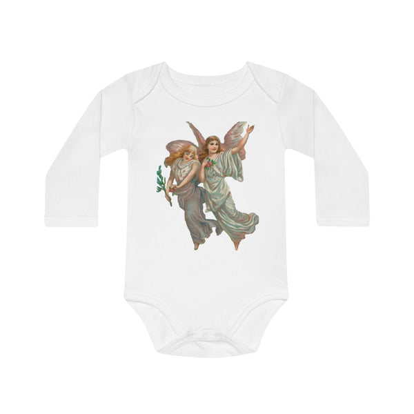 Victorian Organics baby bodysuit cotton long sleeve heavenly angel art