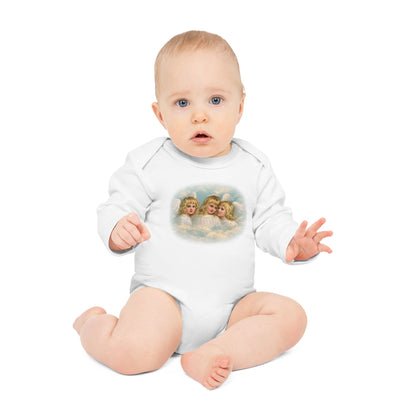 Cherub Angels in the Clouds Organic Cotton Long-Sleeve Baby Bodysuit