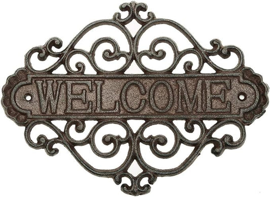 Vintage Style Cast Iron Wall Mount Welcome Sign