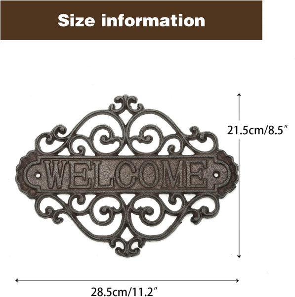Vintage Style Cast Iron Wall Mount Welcome Sign