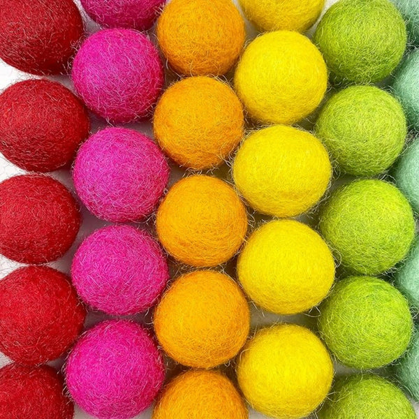 Pure Handmade Wool Felt Rainbow Pom Pom Balls