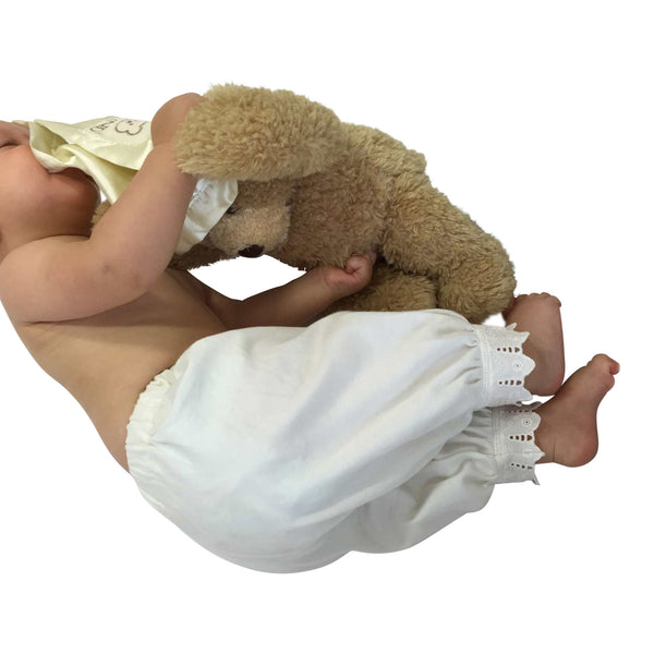 Victorian Baby Pantaloon - White Lace Organic Cotton Long Pant