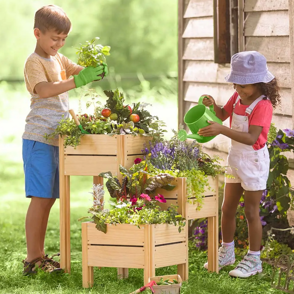 Grow With Me Kids Triple Garden Planter - Pine Wood 3