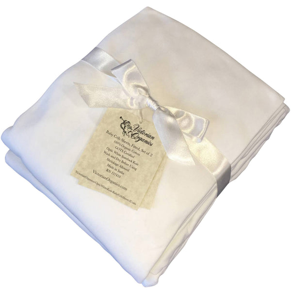 Fitted Crib Sheets Soft Organic Cotton Nursery Baby Bedding Solid White Set Of 2