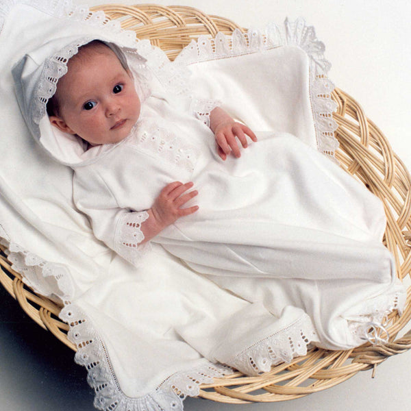 Organic Cotton & Lace Baby Blanket - Heirloom Swaddle