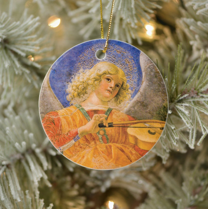 Vintage Style Home Decor Holiday Tree Ornament - Music Making Angel