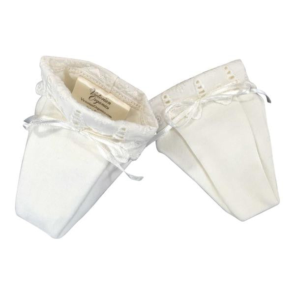 Victorian Baby Booties - Organic Cotton Lace Infant Shoes