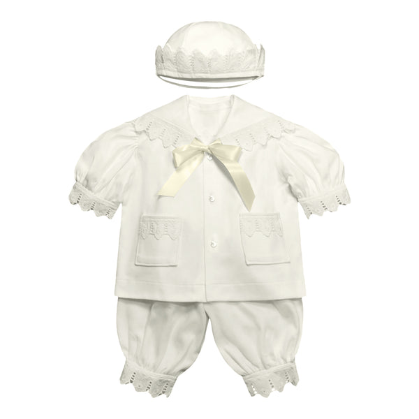 Sailor Outfit for Baby Boys - Organic Cotton Knit and Eyelet Lace Gift Set