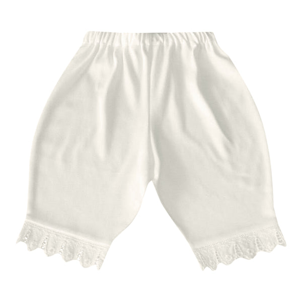Victorian Organics White Cotton Lace Baby Bloomer Diaper Cover Pant