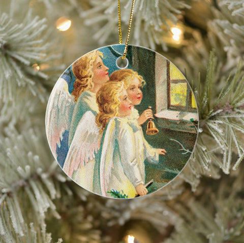 Vintage Style Collectible Christmas Tree Ornament - Angels at Window