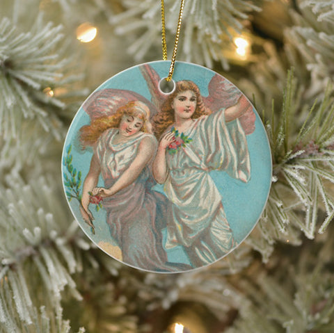 Vintage Style Home Decor Christmas Tree Ornament - Heavenly Angel Art