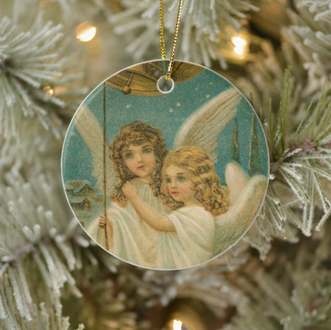 Vintage Style Home Decor Collectible Christmas Ornament - Angels Ringing Bells