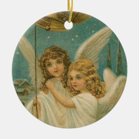 Vintage Style Home Decor Collectible Christmas Ornament - Angels Ringing Bells