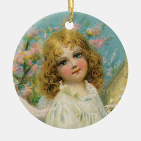 Vintage Style Home Decor Collectible Ornament - Angel Girl in White