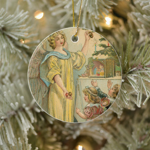 Vintage Style Home Decor Collectible Ornament - Christmas Angel With Children