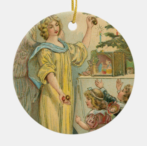 Vintage Style Home Decor Collectible Ornament - Christmas Angel With Children