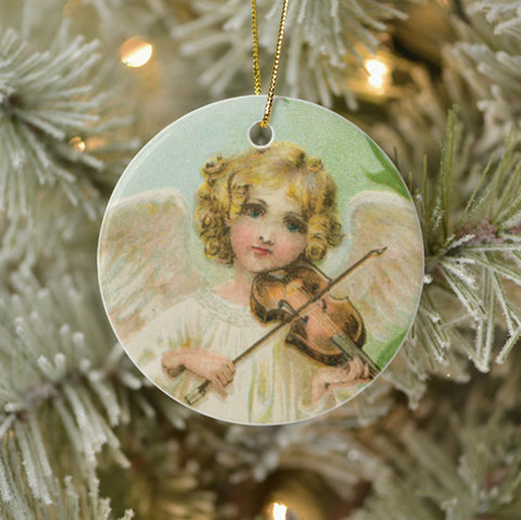 Vintage Style Home Decor Holiday Tree Ornament - Angel With Violin