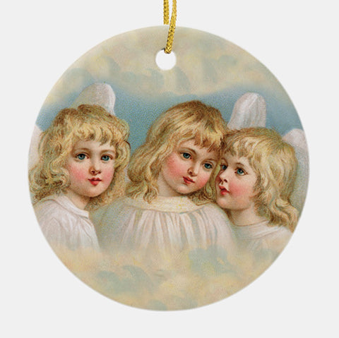 Vintage Style Home Decor Holiday Tree Ornament - Three Blonde Angels