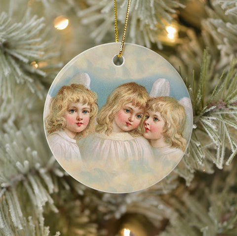 Vintage Style Home Decor Holiday Tree Ornament - Three Blonde Angels