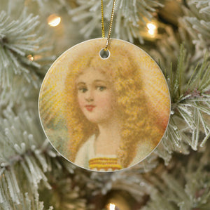 Vintage Style Home Decor Keepsake Ornament - Angel with Gold Halo