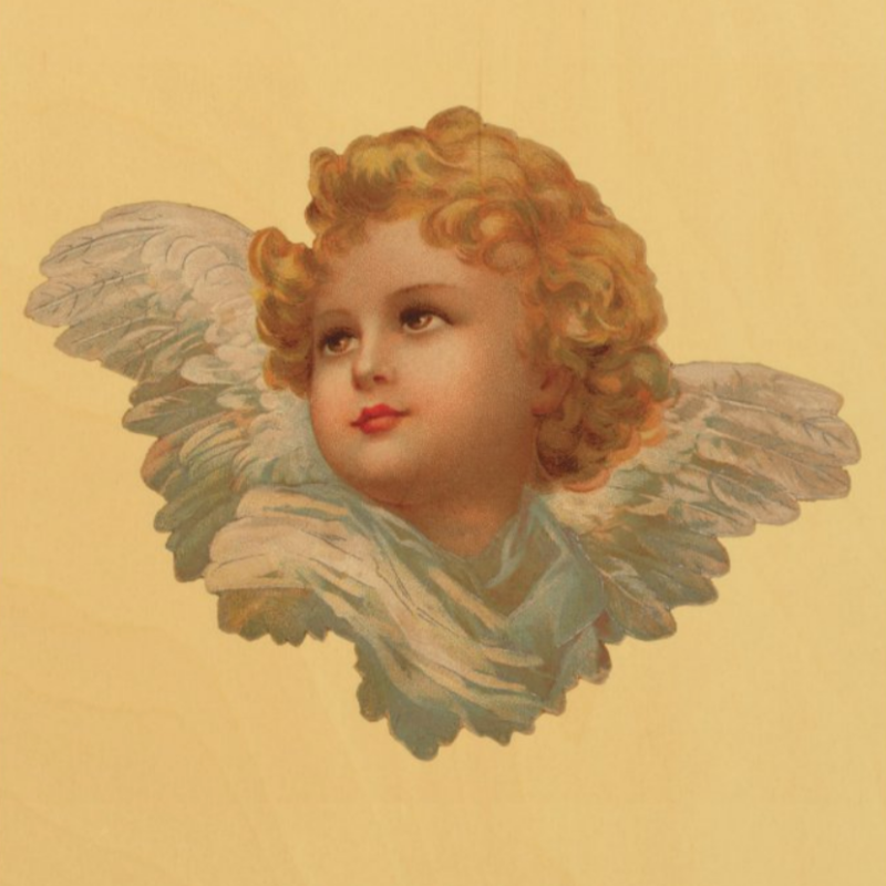 Victorian Organics Golden Haired Cherub Wood Wall Art Home Decor