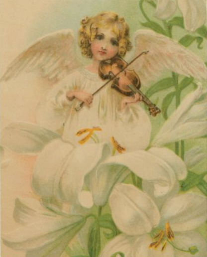 Victorian Organics Angel Playing Violin Wood Wall Art Home Decor