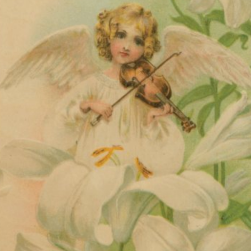 Victorian Organics Angel Playing Violin Wood Wall Art Home Decor